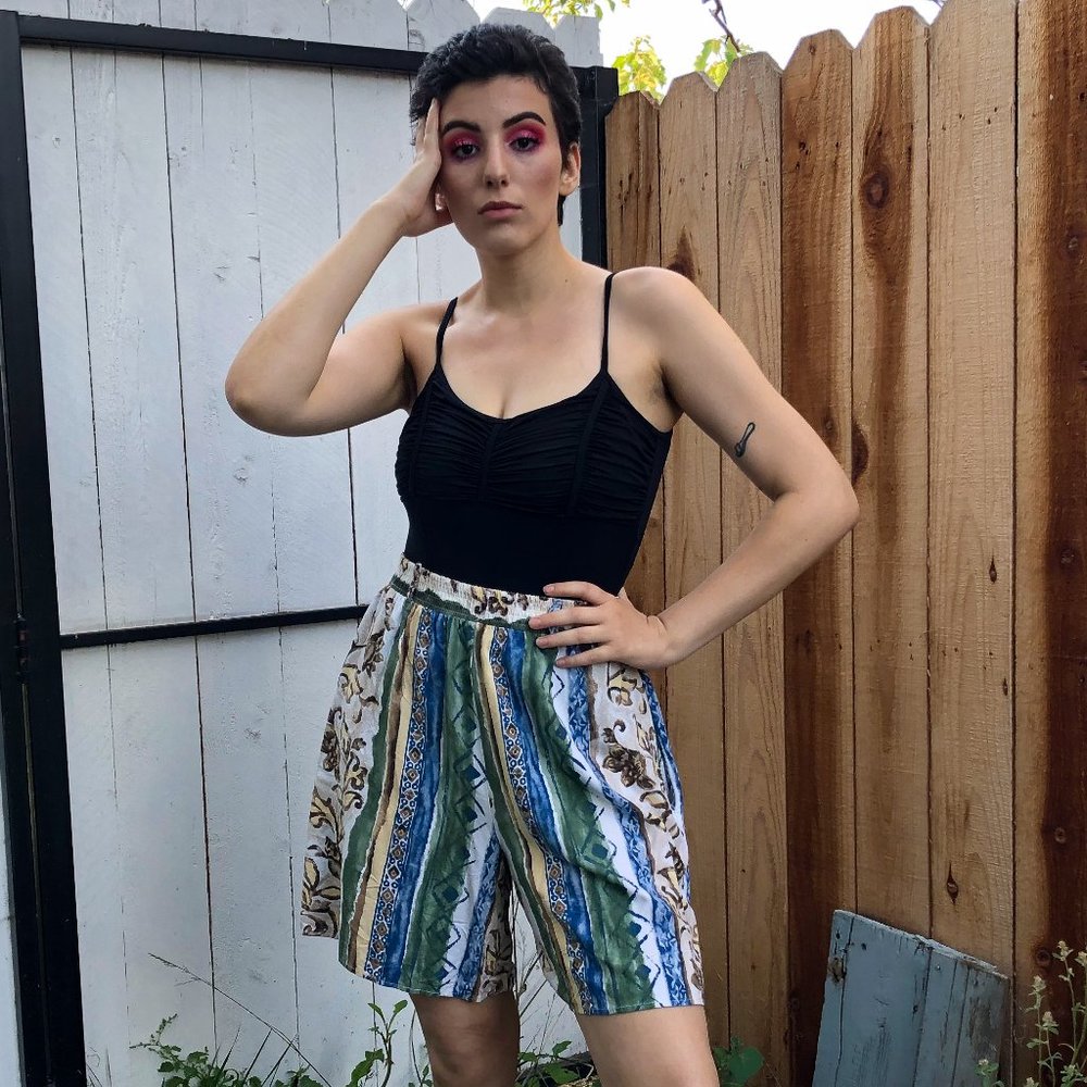 Vintage Blue Patterned Shorts